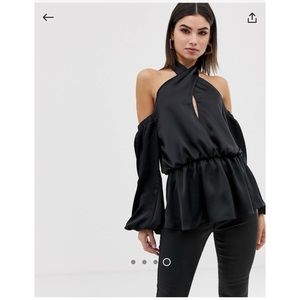 Never worn satin black blouse